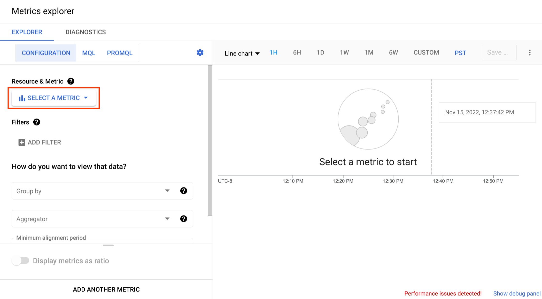 A screenshot of the Metrics Explorer
