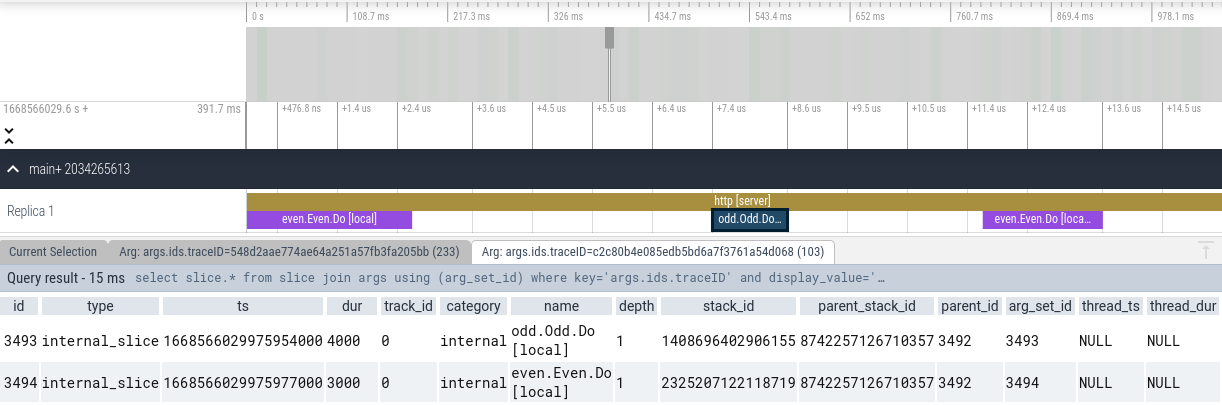 An example trace page